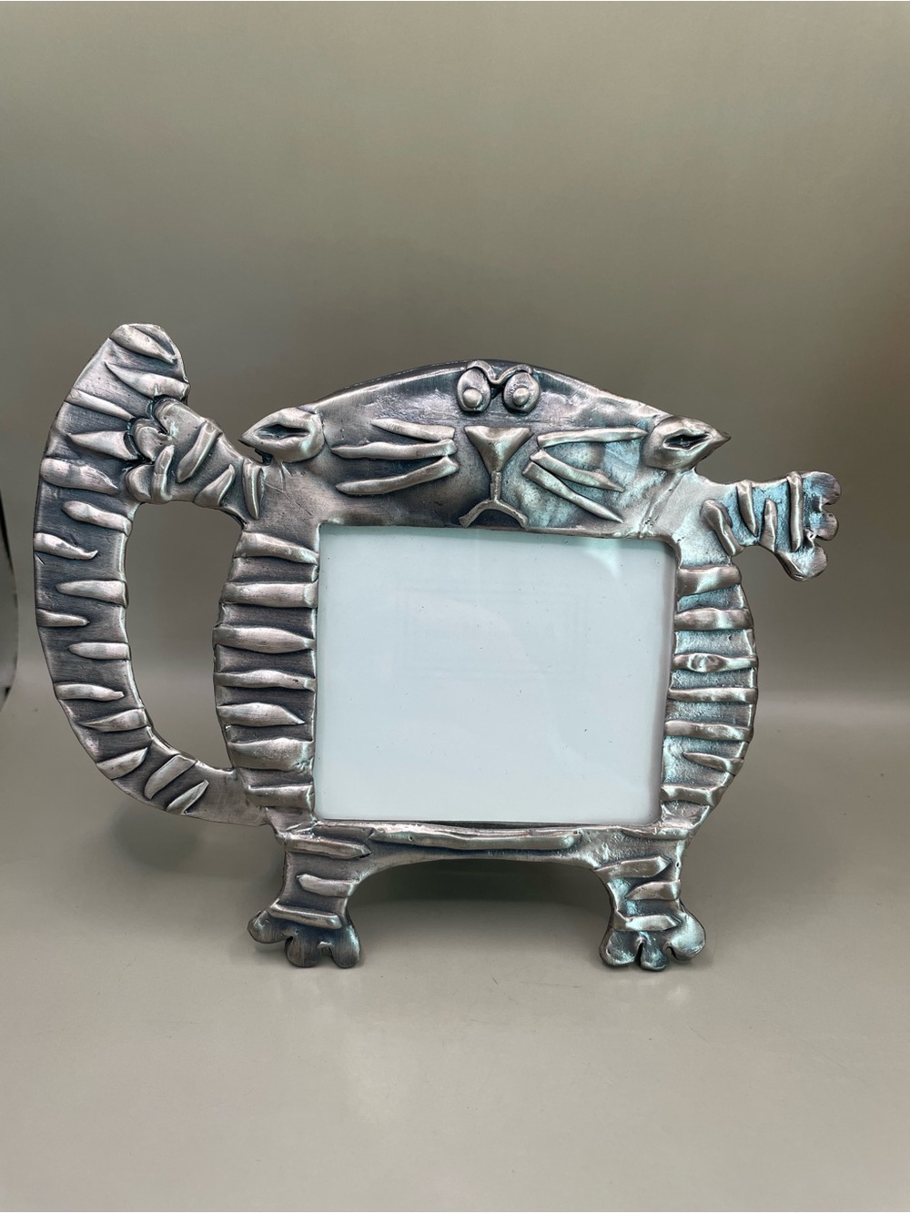 Vintage 1998 Metal Pewter Cat Frame By Ashleigh Manor Kitten Taiwan 3x2.5”